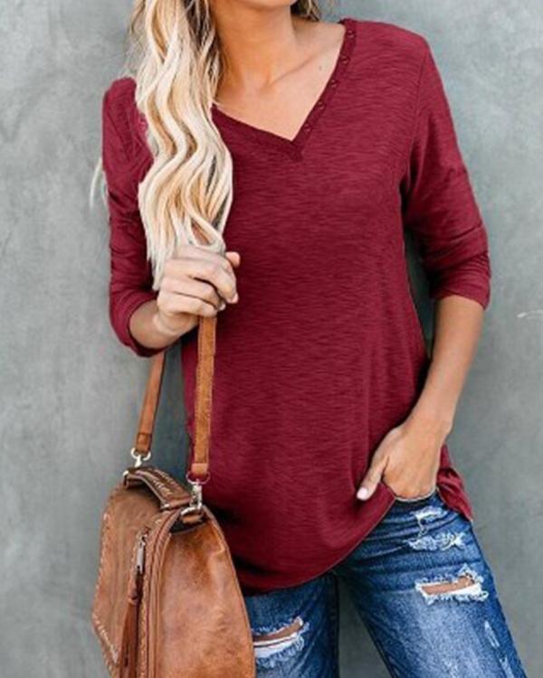 Plus Size Long Sleeve Cotton-blend Shirts Blouse