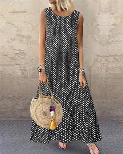 Women's Sleeveless Polka Dots Casual Fashion Daily Maxi Dress