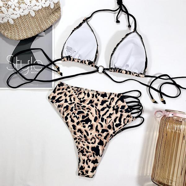 Halter Ladder Cutout Bandage Bikini Set