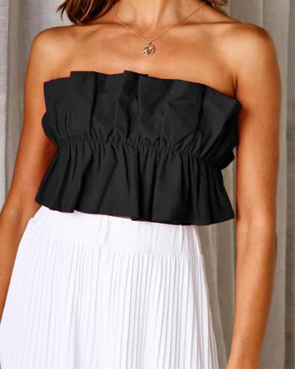 Female Crop Top Off Shoulder Sexy Wrapped Chest Blouse