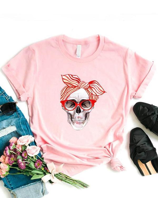 Women's Skull Print Women's Cotton T-Shirt