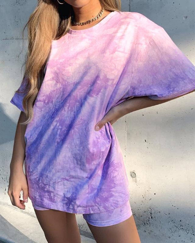 Fashion tie-dyed color loose casual suit