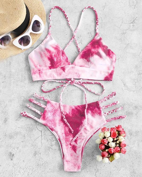 Gradient Lace-up Bikini Set