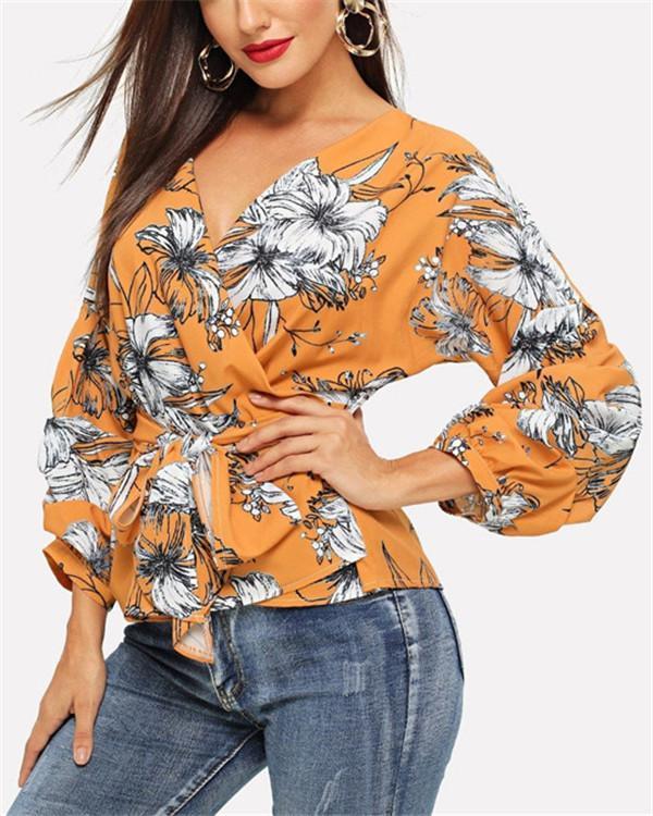 Women's Casual Floral Printed Plus Size Tops