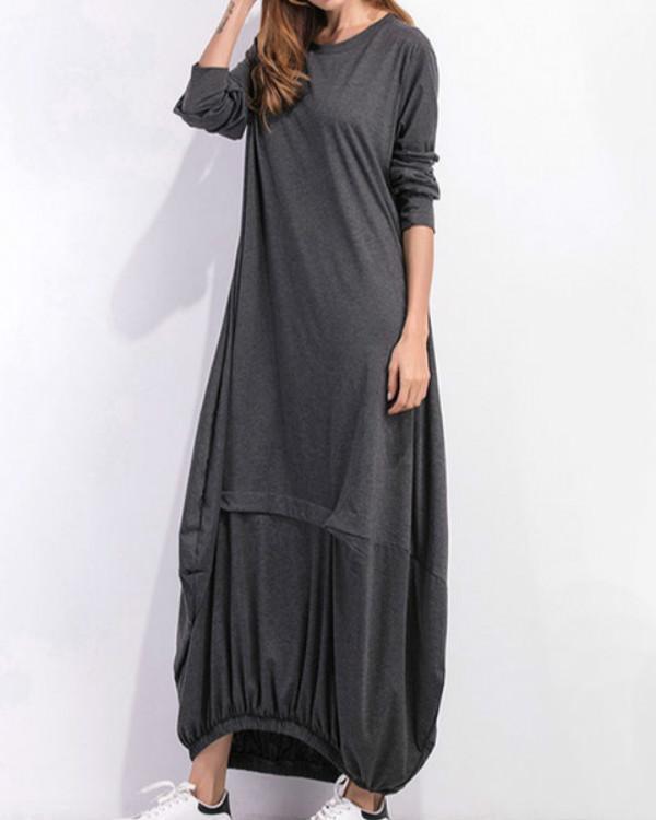 US$ 32.89 - Cocoon Women Daily Cotton Long Sleeve Casual Paneled Plain ...