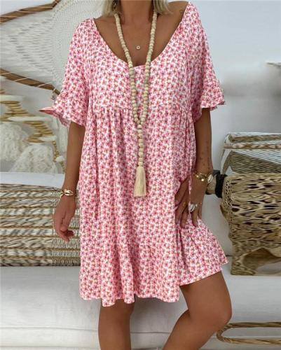 Crew Neck Short Sleeve Casual Summer Dress