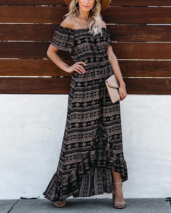 Off The Shoulder High Low Maxi Dress