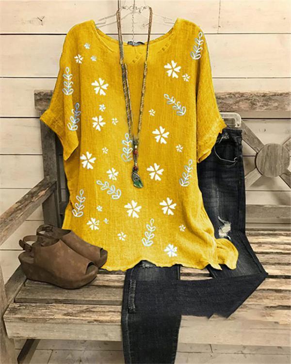Round Neck Printed Casual Shirts & Blouses