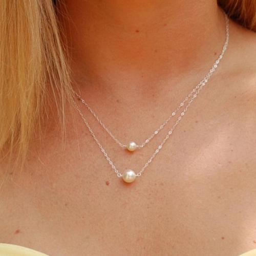 Jewelry-Chic Double Lay Pearl Necklace