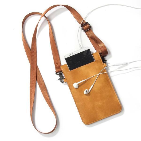 Retro Genuine Leather Card Holder 6 Inch Phone Purse Crossbody Bag