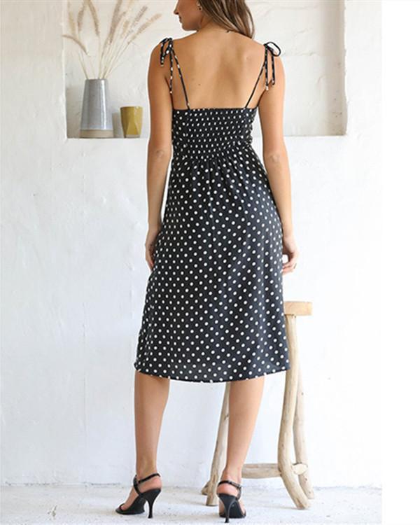 Fashion Suspenders Polka Dot Midi Dress