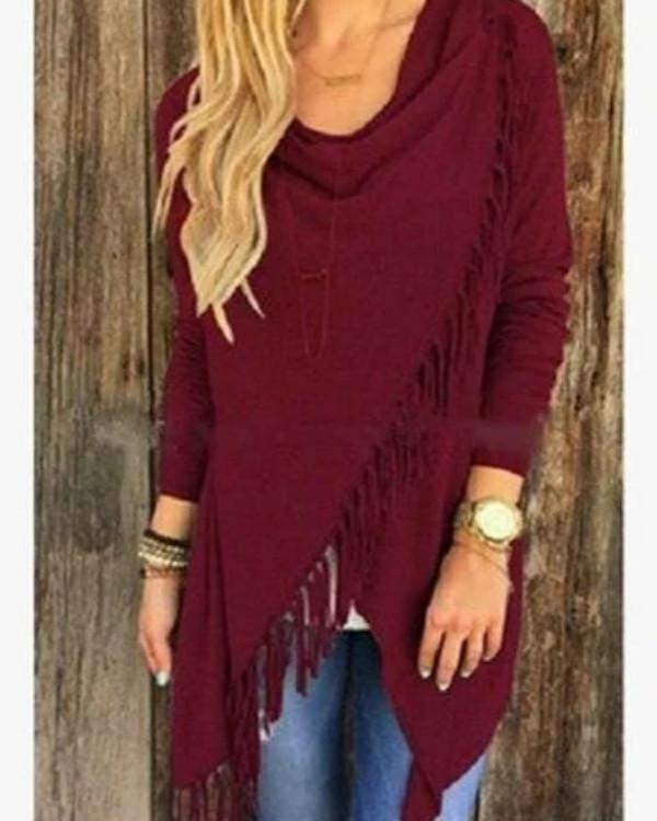 Casual Long Sleeve Asymmetrical Ruched T-Shirt
