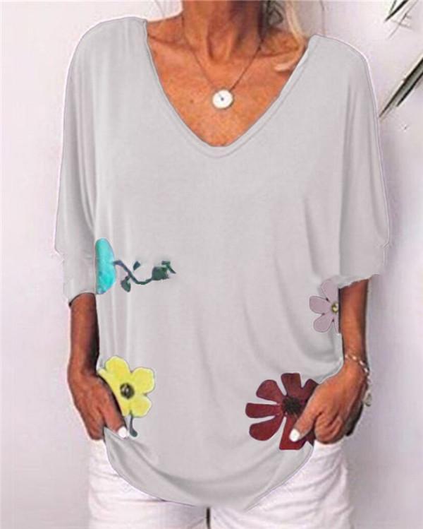 Long Sleeve Floral Printed Tops Holiday Fall Daily Casual Blouse