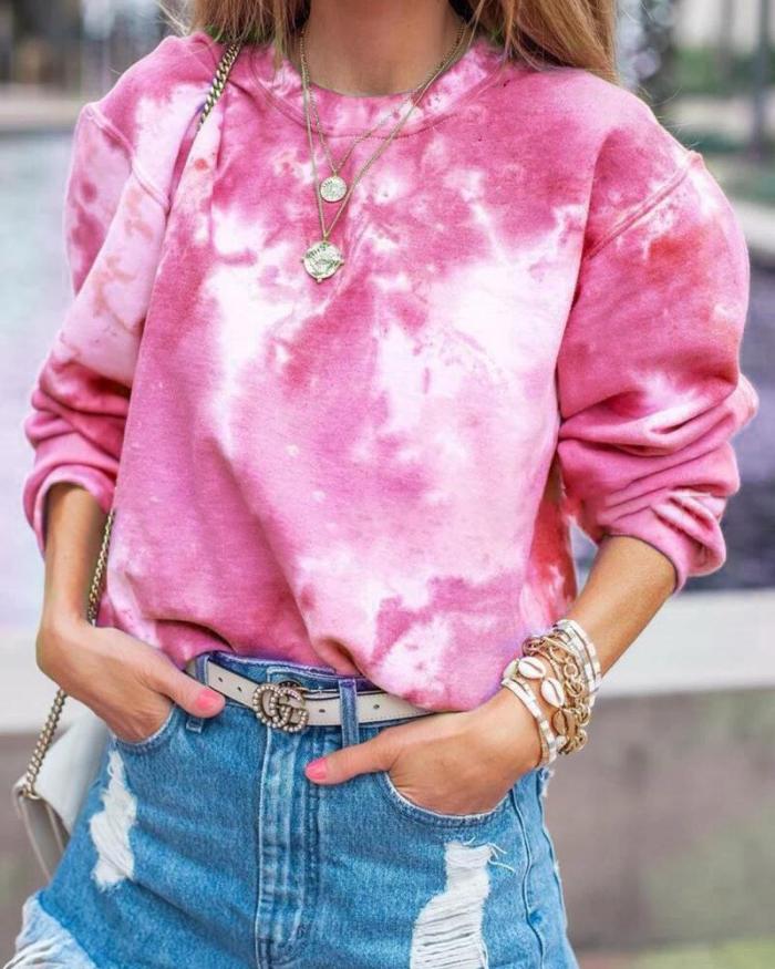 Fashion Round Neck Loose Long Sleeve Fall Casual Shirts & Tops