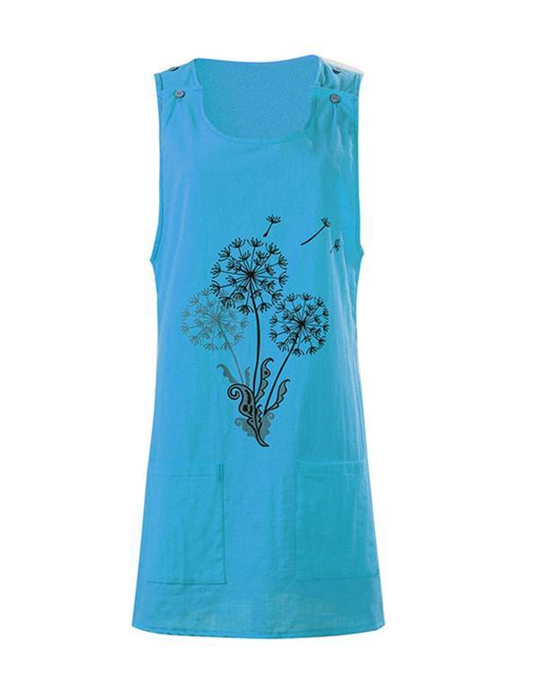 Dandelions Sleeveless Round Neck Holiday Daily Fashion Mini Dresses