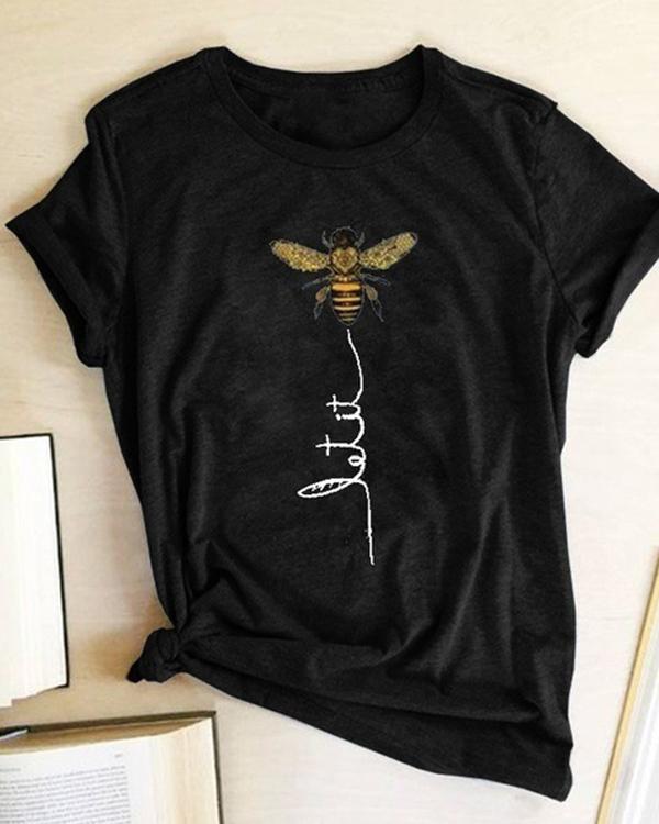 Women Bee Kind T-shirt Aesthetics Graphic Short Sleeve Cotton Polyester T Shirts