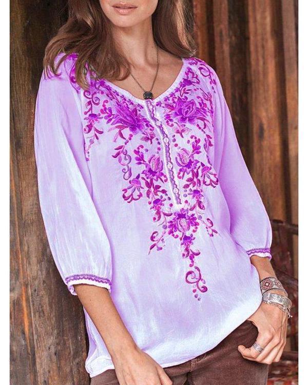 Floral-print Long Sleeve Buttoned Shirts & Tops