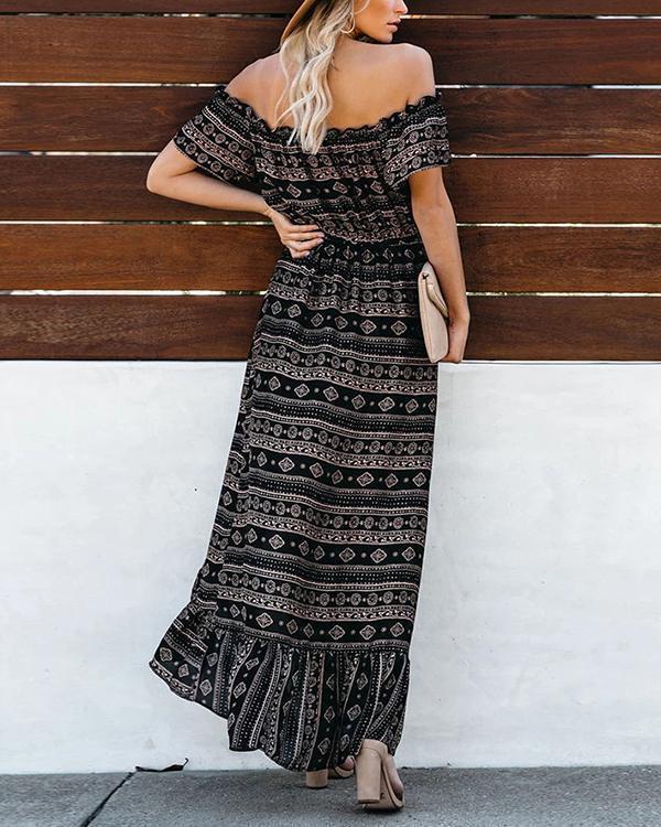 Off The Shoulder High Low Maxi Dress