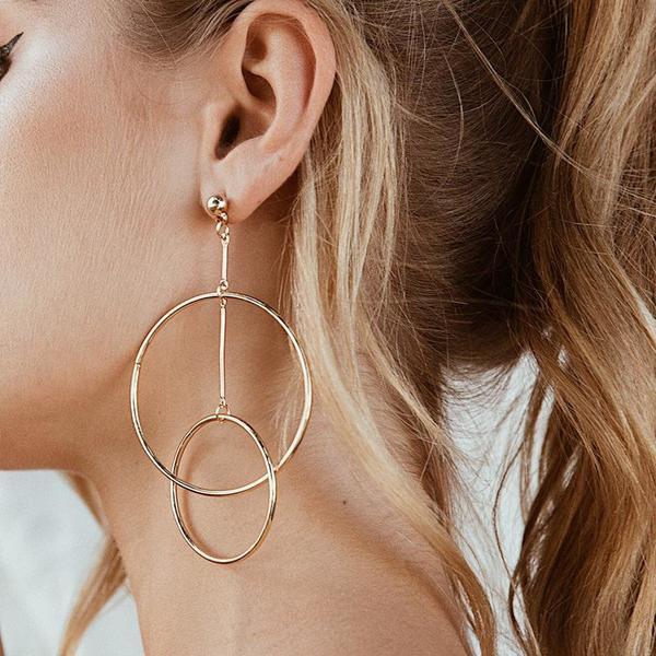 Jewelry-Metal Big Round Earrings