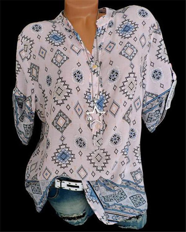 Elegant Vintage Printed Blouse