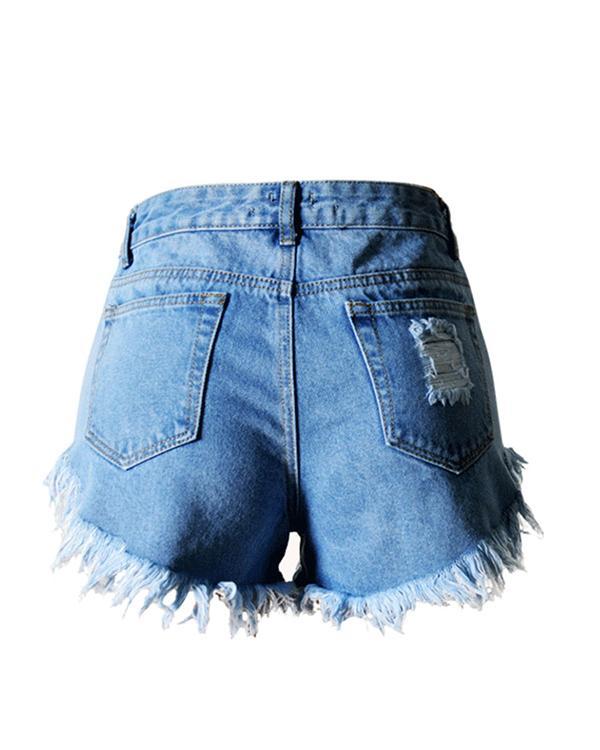 Fashion Casual Ripped Denim Shorts