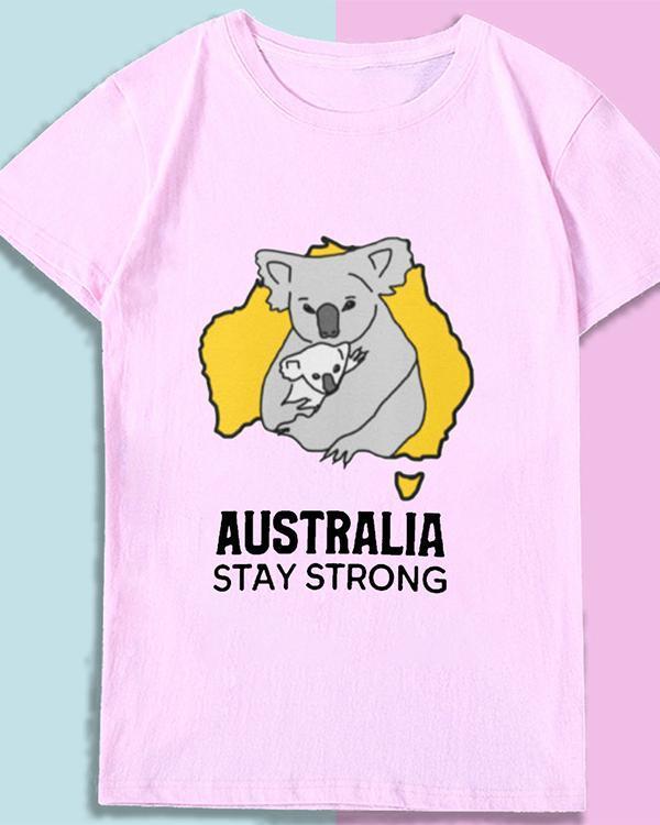 Australia Stay Strong Print T-shirt Casual Tops