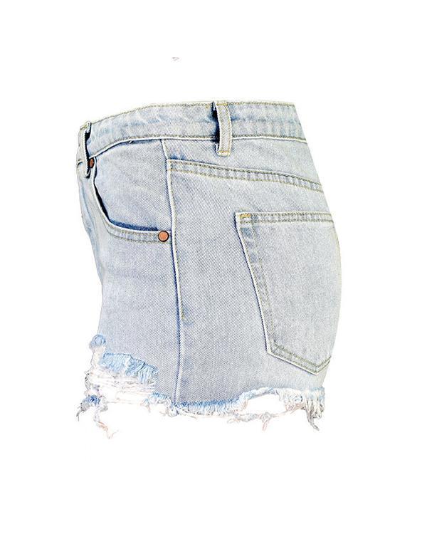 Casual Irregular Ripped Washed Denim Shorts Pants