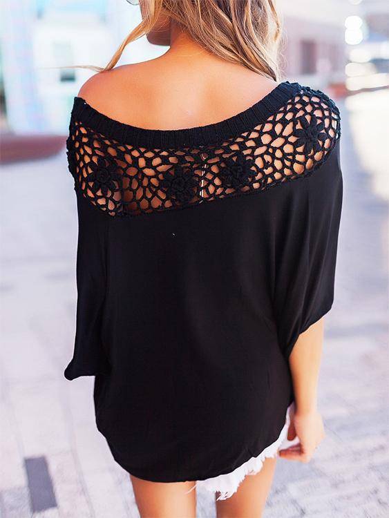 One Shoulder Hollow-out Tops