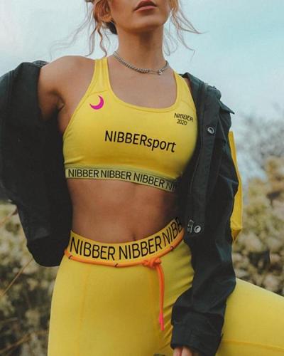 Women's Fashion Color Letter Print Sports Suits