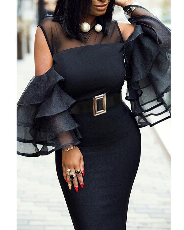 round neck plain bodycon dress