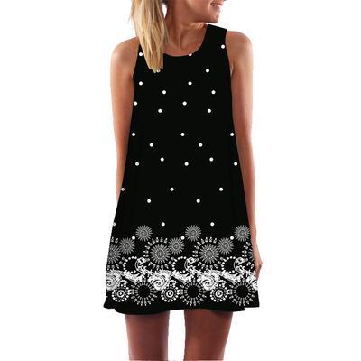 Floral Print Round Neck Sleeveless Dress