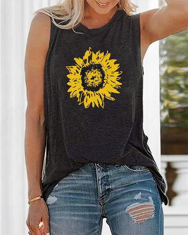 Sunflower Printed Tank Shirt