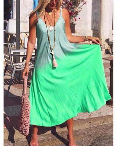 Women Bohemian Casual V Neck Sleeveless Maxi Dresses