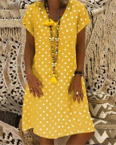 Plus Size Dot Printed Loose Dresses