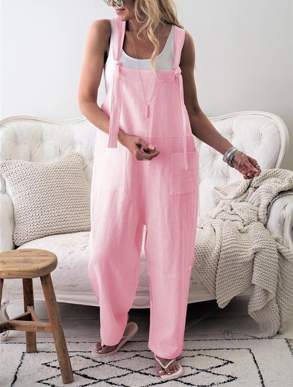 Casual Pure Color With Pockets Jumpsuits