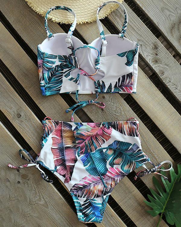 Leaf Print Bikini Swimsuit