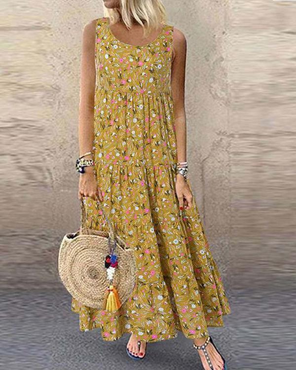 US$ 36.99 - Bohemian Floral Print Sleeveless Plus Size Maxi Dress - www ...