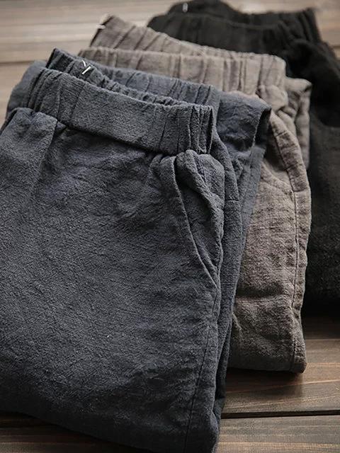 Linen Casual Solid Natural Pants