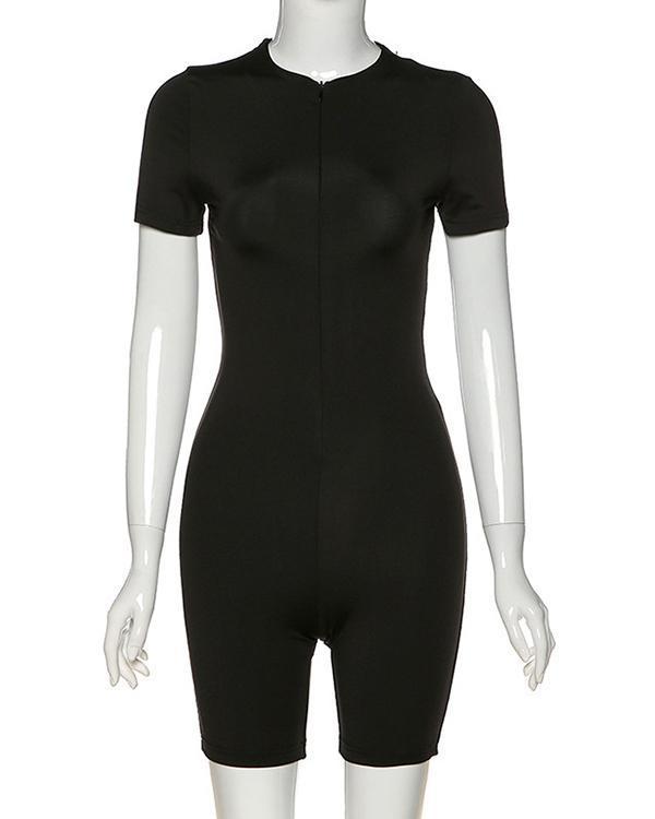 Women's Suit Tight Zip Down Sports Rompers