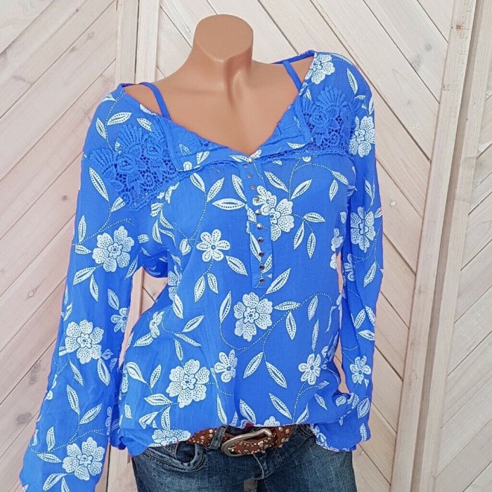 Crochet Lace Patchwork Floral Casual Blouse For Women