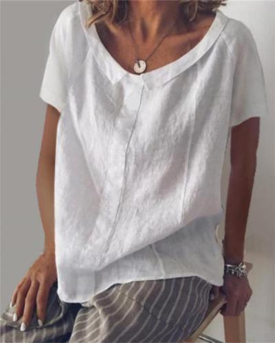 Crew Neck Solid Holiday Summer Women Daily Tops