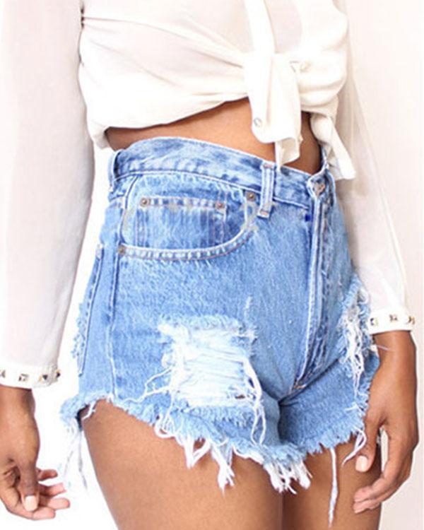 Fashion Casual Ripped Denim Shorts