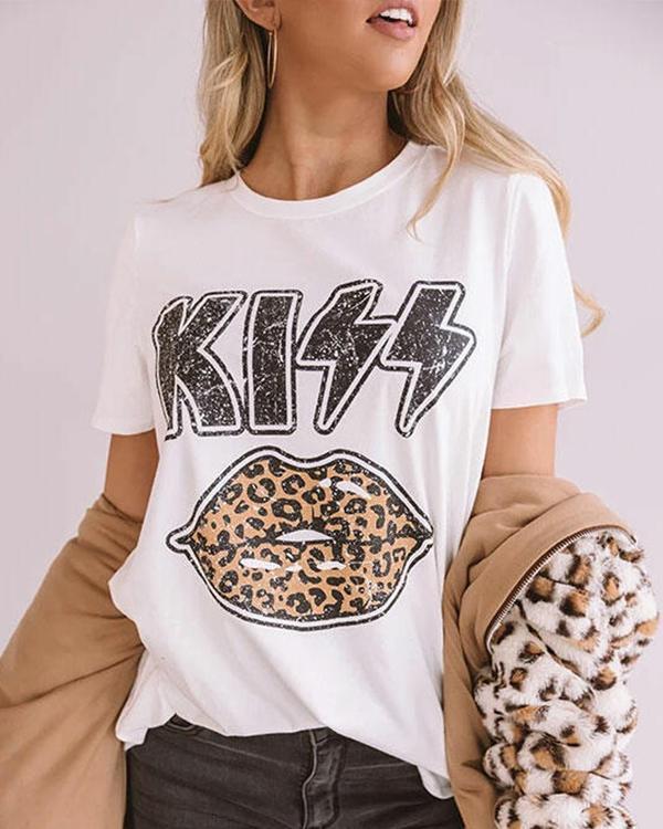 Leopard Kiss Lips T-Shirt Tee