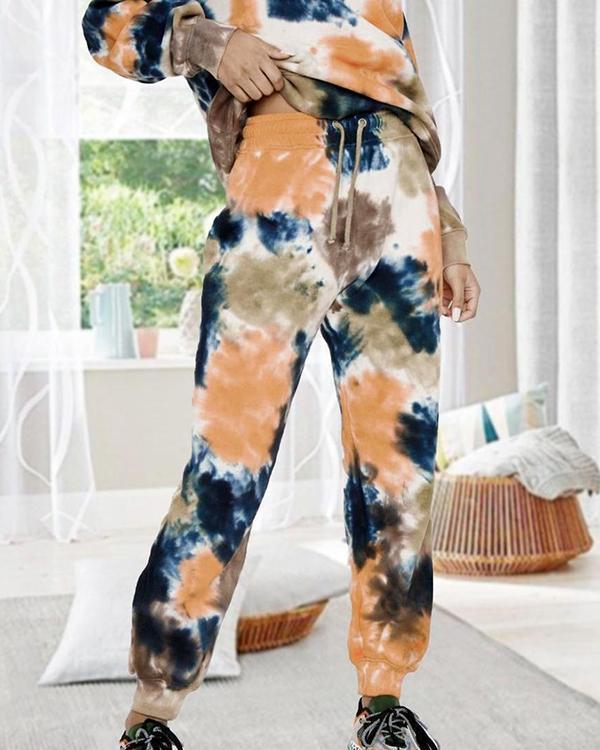 Casual Sports Tie-dyed Sweater Trousers Two-piece