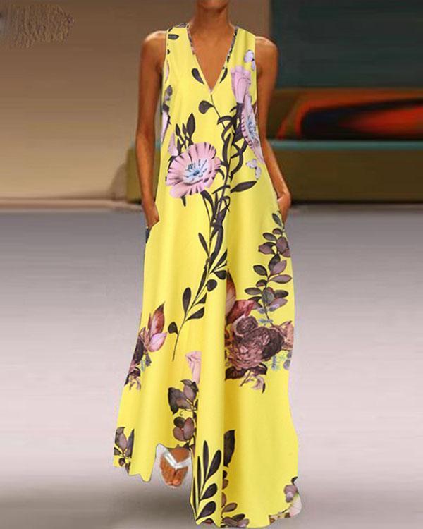 Fashion Summer Sundress Women Long Maxi Vestidos Floral Printed Bohemian Dress