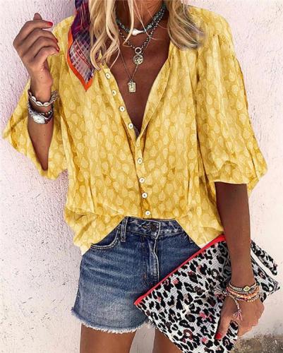 Bohemian Holiday Casual Lady Women Daily Shirt Tops