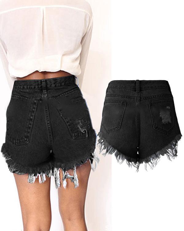 Fashion Casual Ripped Denim Shorts