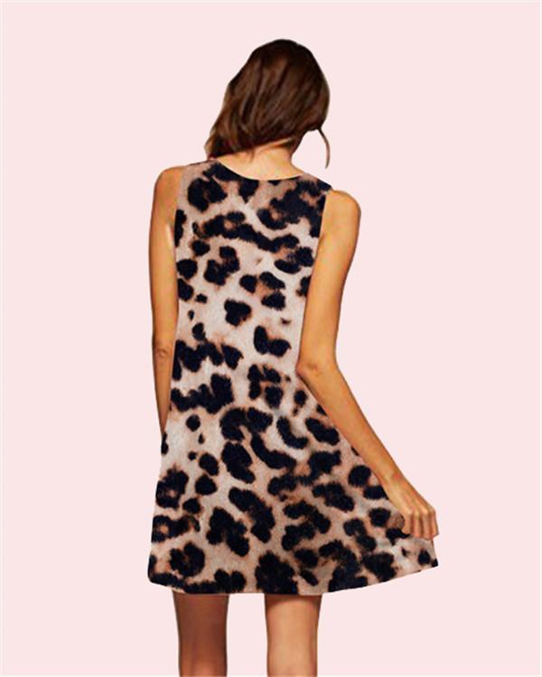 Leopard Printed Sleeveless Beach Dress