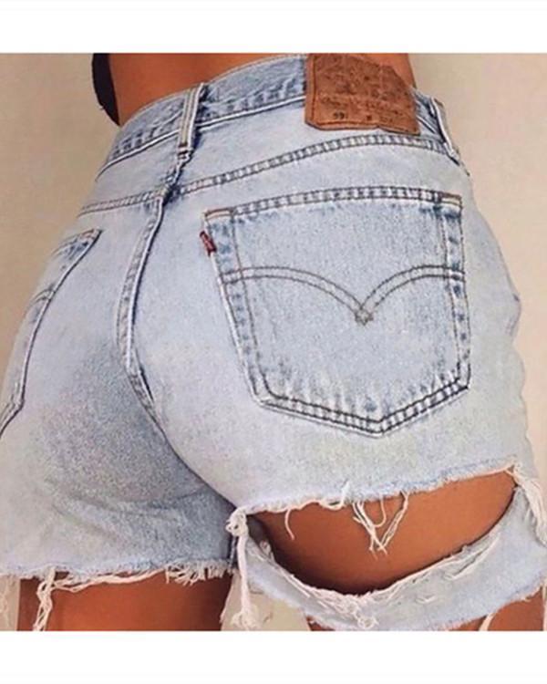 Ripped Denim Shorts Hot Pants