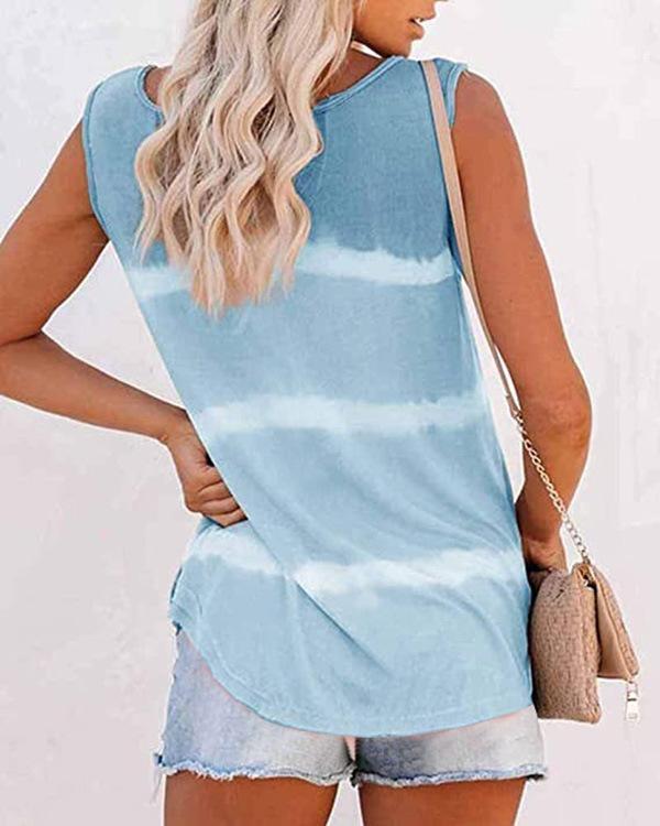 Casual Round Neck Color-Block Shirts & Tops